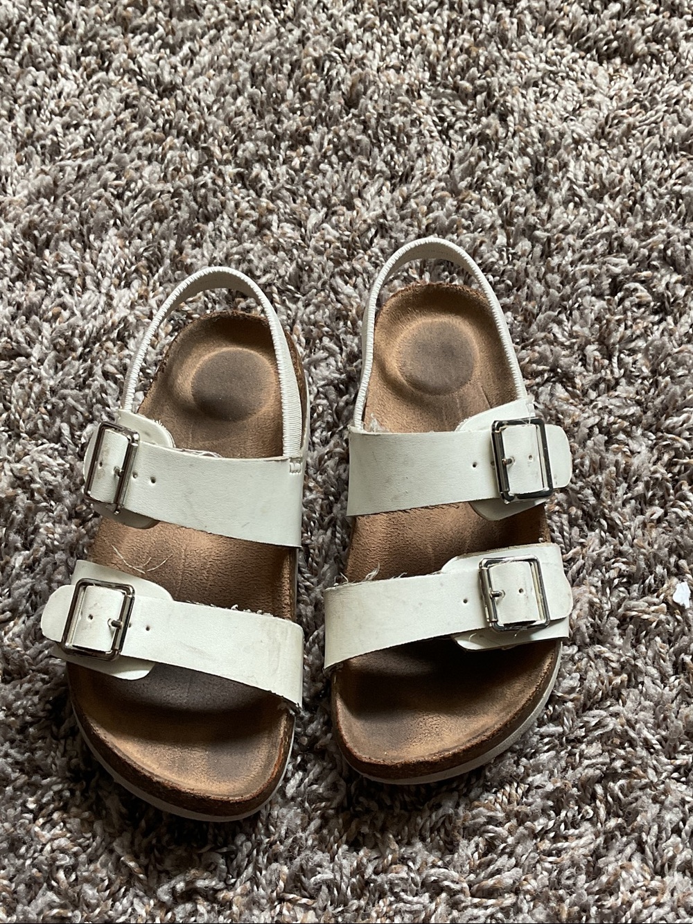 White Kids' Double-Buckle Sandals